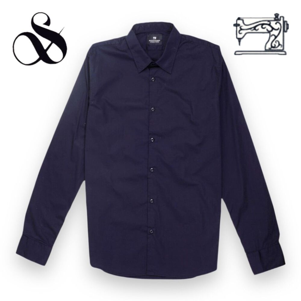 Scotch & Soda Slim Fit Stretch Cotton Shirt in Dark Navy Blue Sz M 20 x 32" - Picture 12 of 12